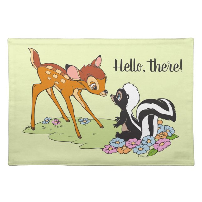 Bambi Meeting Flower Cloth Placemat (Front)