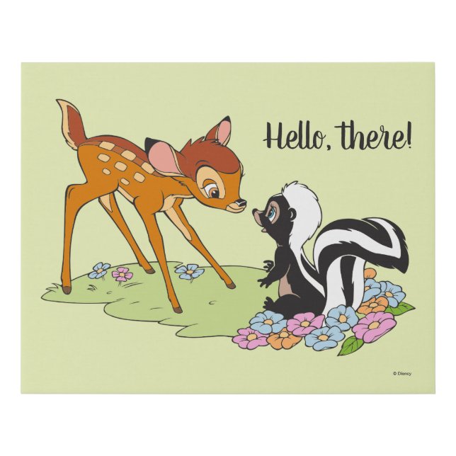 Bambi Meeting Flower Faux Canvas Print (Front)