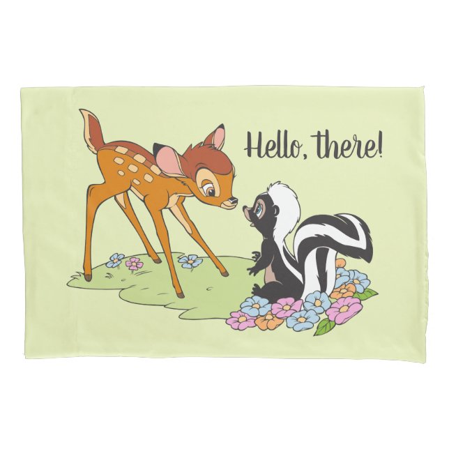 Bambi Meeting Flower Pillow Case (Front)
