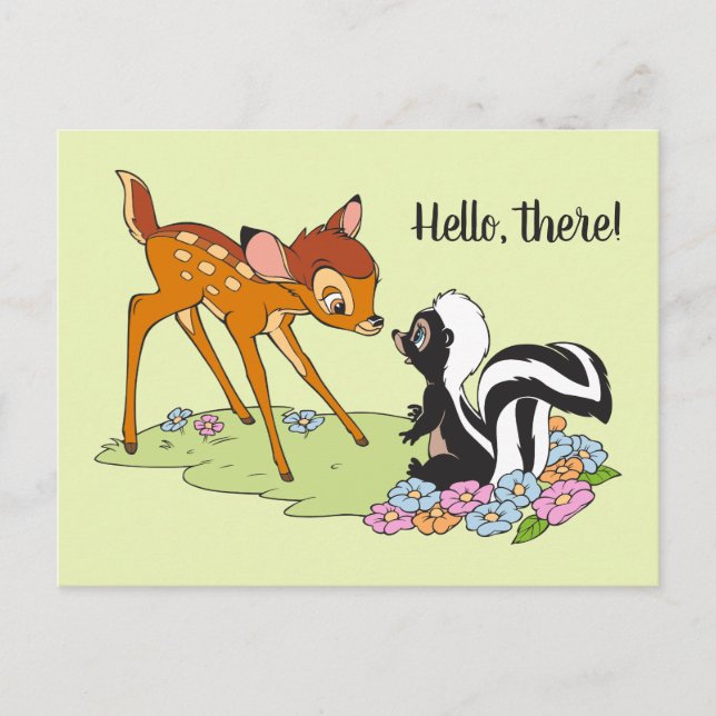 Bambi Meeting Flower Postcard (Front)