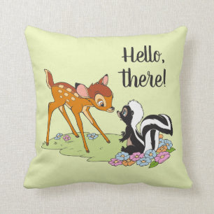 Bambi Meeting Flower Throw Pillow
