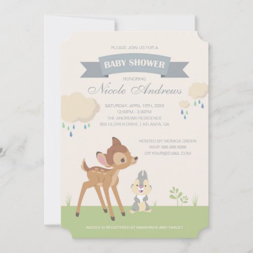 Bambi  Neutral Baby Shower Invitation
