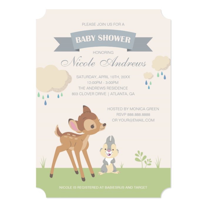 bambi  neutral baby shower invitation  zazzle