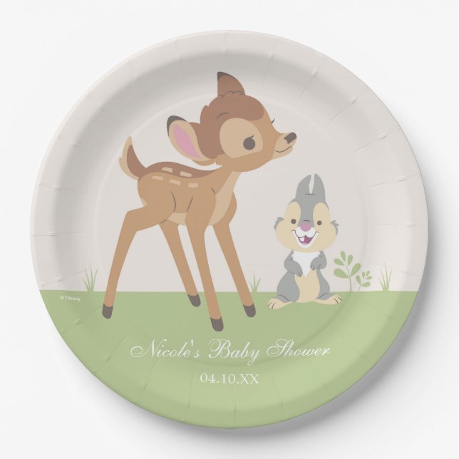 Bambi | Neutral Baby Shower Paper Plates (Front)