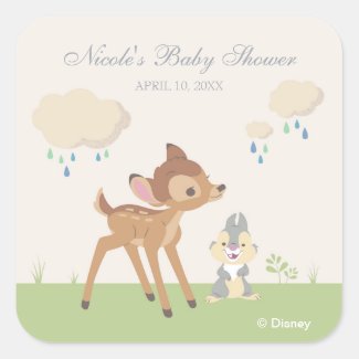Bambi | Neutral Baby Shower Square Sticker