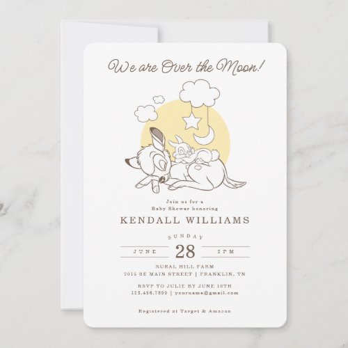 Bambi  Over the Moon Baby Shower Invitation