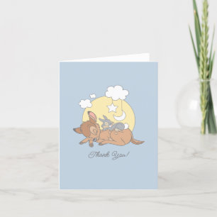 Bambi Over the Moon Boy Baby Shower Letterpress Thank You Card