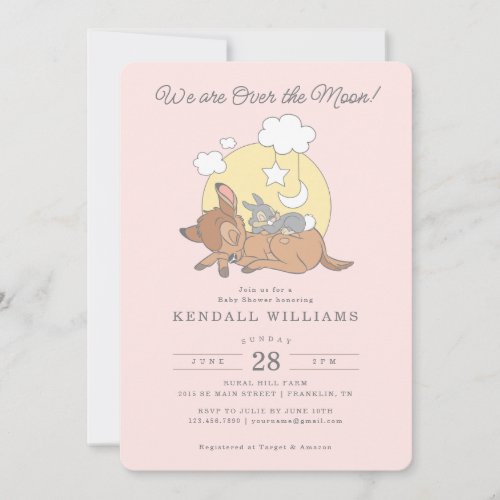 Bambi  Over the Moon Girl Baby Shower Invitation