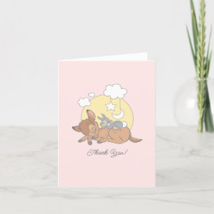 Bambi Over the Moon Girl Baby Shower Letterpress Thank You Card