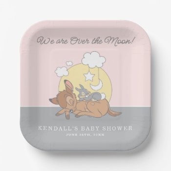 Bambi | Over The Moon Girl Baby Shower Paper Plates by bambi at Zazzle