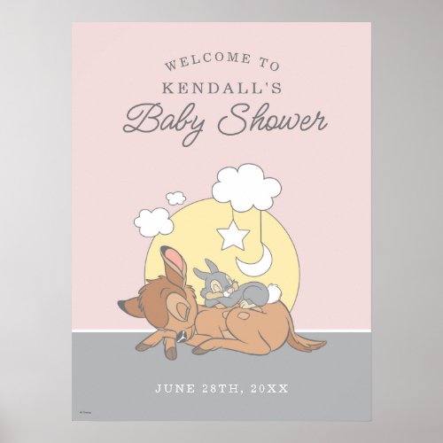 Bambi  Over the Moon Girl Baby Shower Poster