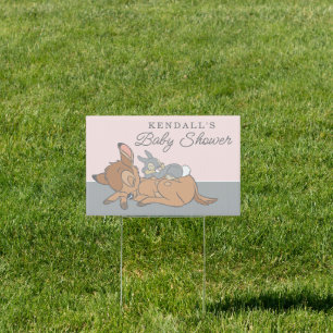 Bambi Over the Moon Girl Baby Shower Sign