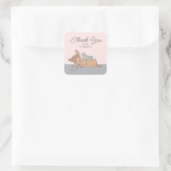 Bambi | Over The Moon Girl Baby Shower Thank You Square Sticker by bambi at Zazzle