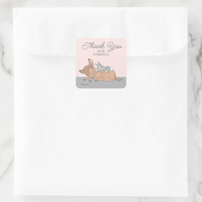 Bambi | Over the Moon Girl Baby Shower Thank You Square Sticker (Bag)