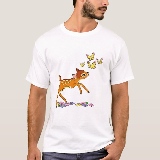 Bambi playing with butterflies T-Shirt (Front)