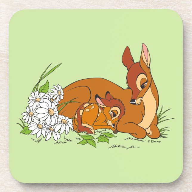 Bambi Resting With His Mother Beverage Coaster (Front)