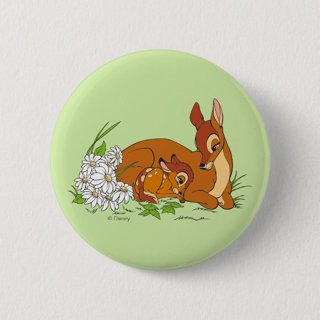 Bambi Resting With His Mother Button (Front)