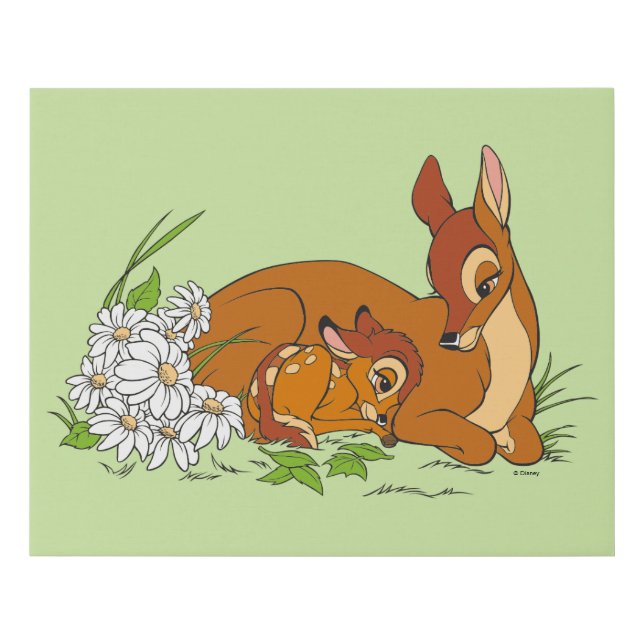 Bambi Resting With His Mother Faux Canvas Print (Front)