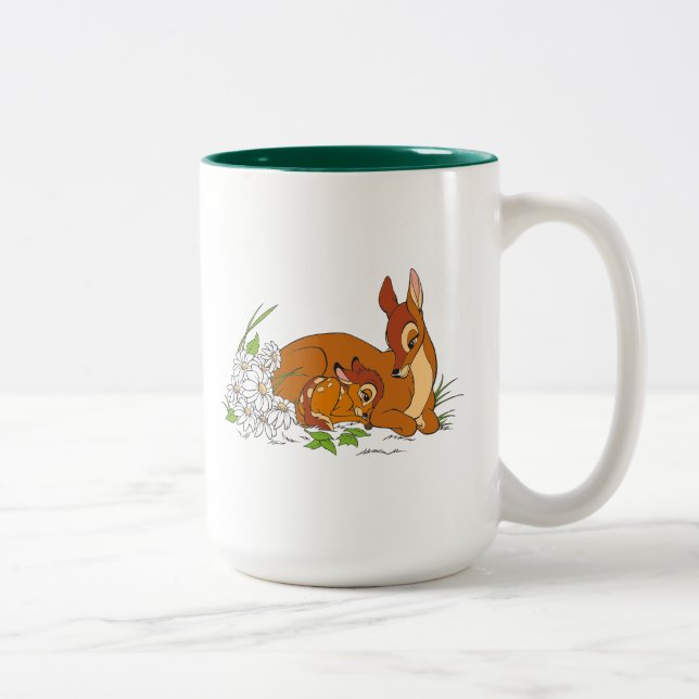 Bambi Resting With His Mother Two-Tone Coffee Mug (Right)