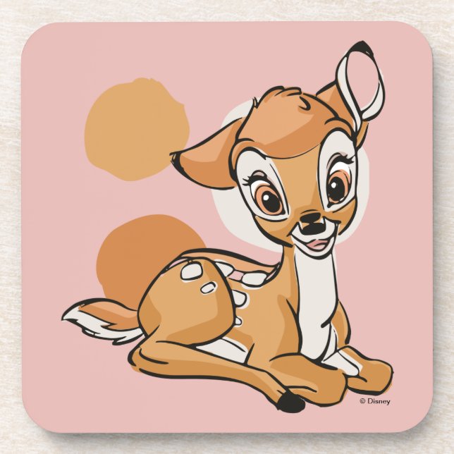 Bambi Sitting With A Smile Beverage Coaster (Front)