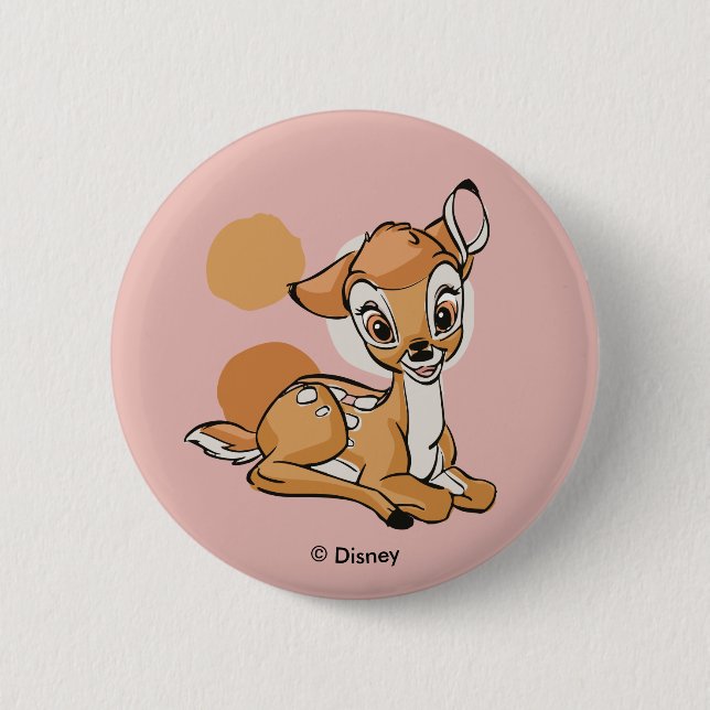 Bambi Sitting With A Smile Button (Front)