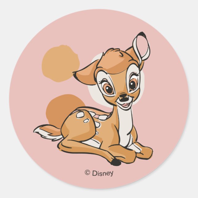 Bambi Sitting With A Smile Classic Round Sticker (Front)