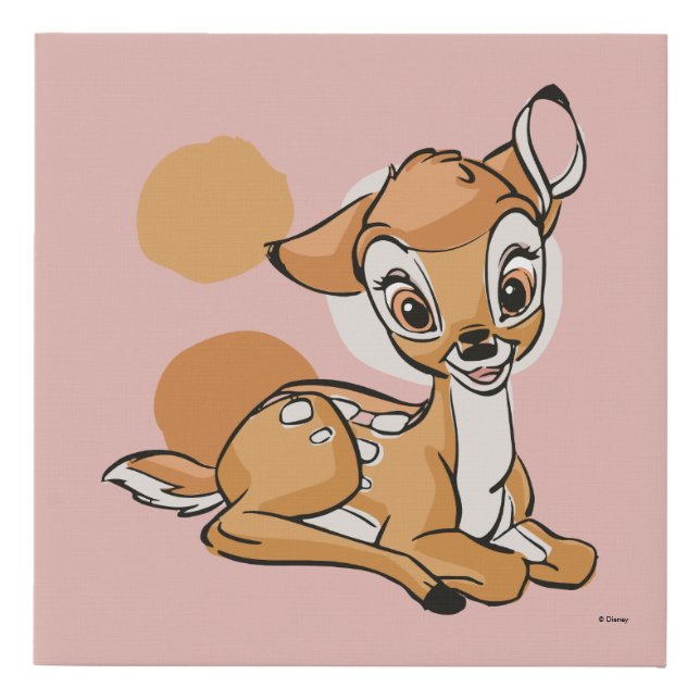 Bambi Sitting With A Smile Faux Canvas Print (Front)
