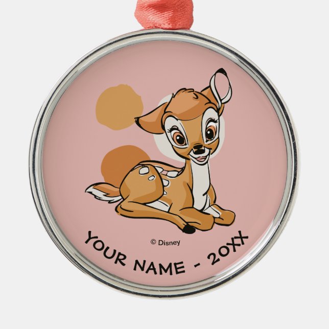 Bambi Sitting With A Smile Metal Ornament (Front)