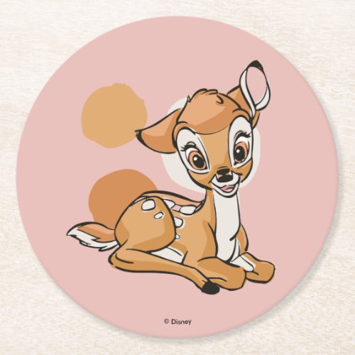 Bambi Sitting With A Smile Round Paper Coaster