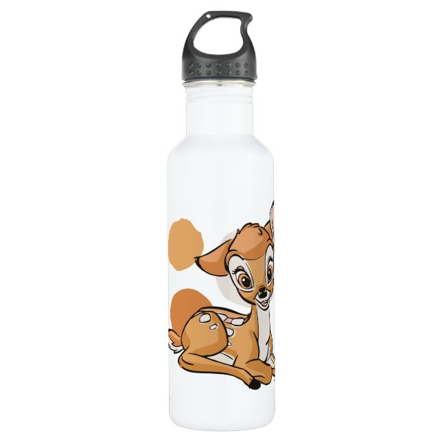 Bambi Sitting With A Smile Stainless Steel Water Bottle (Front)