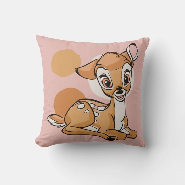 Bambi Sitting With A Smile Throw Pillow (Front)