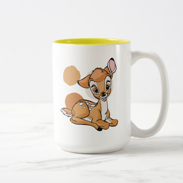 Bambi Sitting With A Smile Two-Tone Coffee Mug (Right)