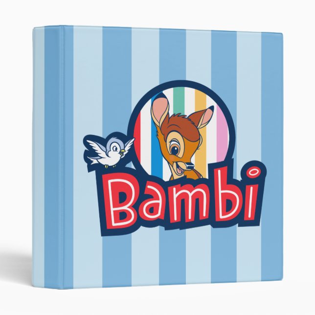 Bambi Striped Badge 3 Ring Binder (Front/Spine)
