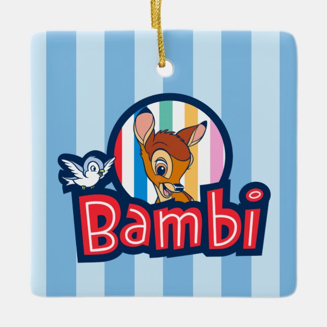 Bambi Striped Badge Ceramic Ornament (Front)