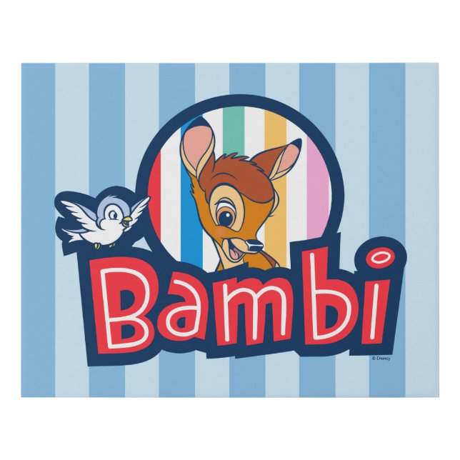 Bambi Striped Badge Faux Canvas Print (Front)