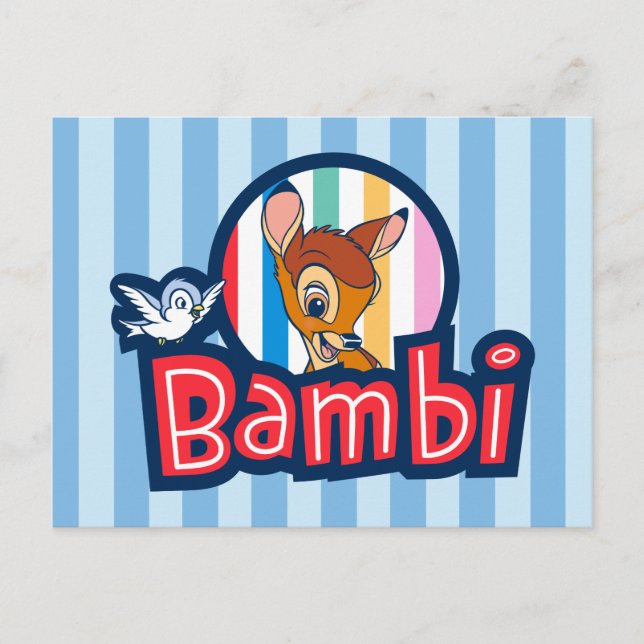 Bambi Striped Badge Postcard (Front)