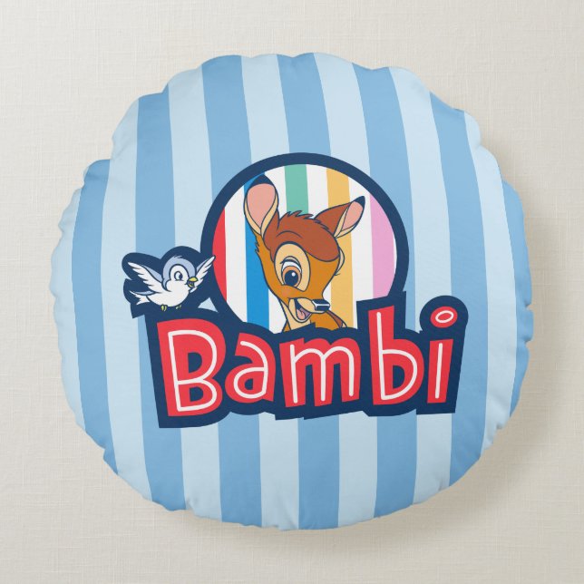 Bambi Striped Badge Round Pillow (Front)
