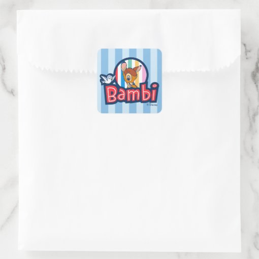 Bambi Striped Badge Square Sticker | Zazzle