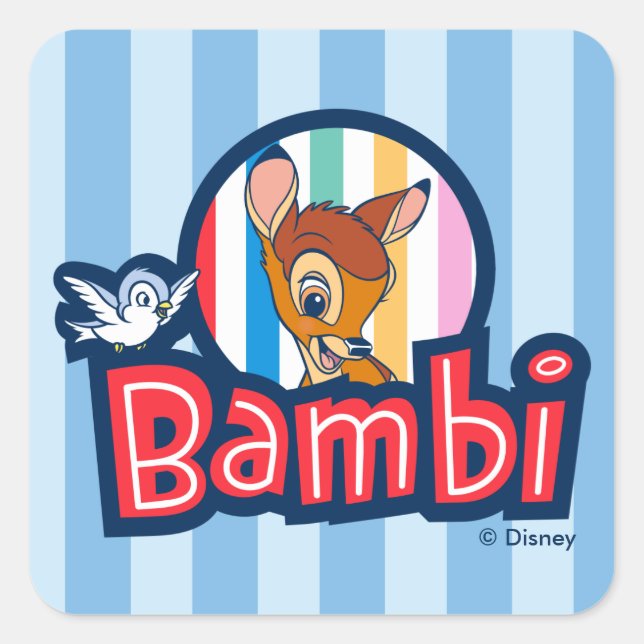 Bambi Striped Badge Square Sticker (Front)