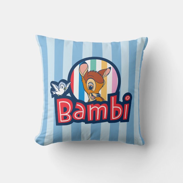 Bambi Striped Badge Throw Pillow (Front)