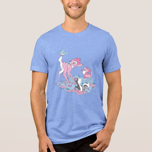 Bambi, Thumper, and Flower with Butterfly Tri-Blend Shirt (Front)