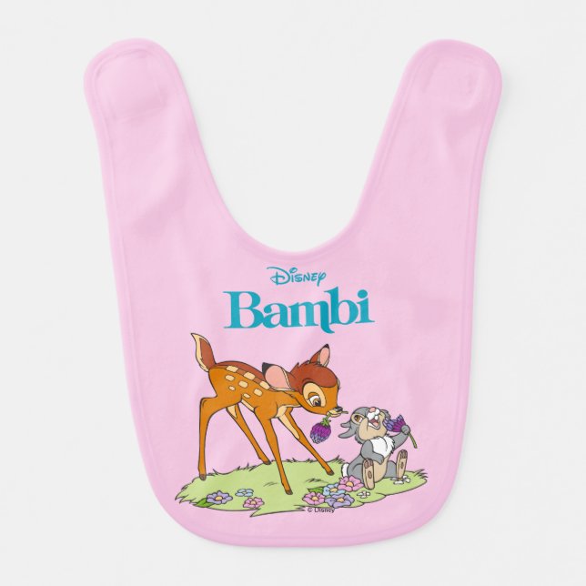 Bambi & Thumper Eating Clover Blossoms Baby Bib (Front)