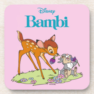 Bambi & Thumper Eating Clover Blossoms Beverage Coaster
