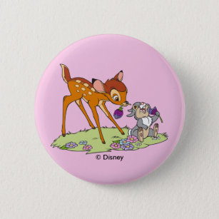 Bambi & Thumper Eating Clover Blossoms Button