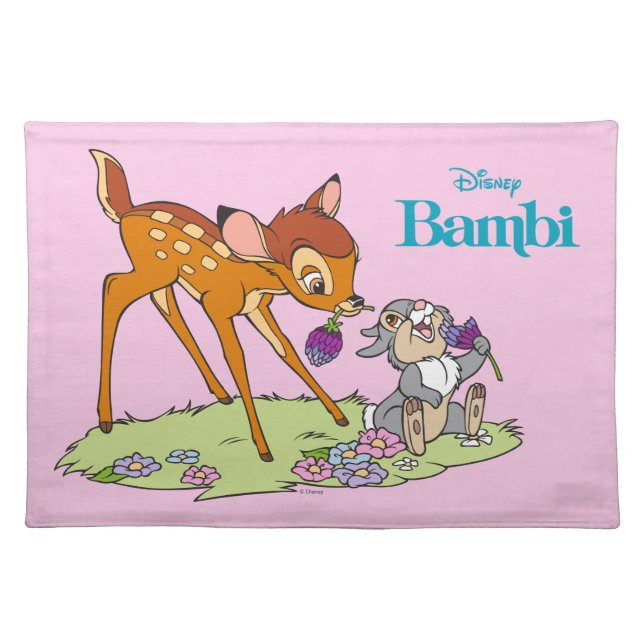 Bambi & Thumper Eating Clover Blossoms Cloth Placemat (Front)