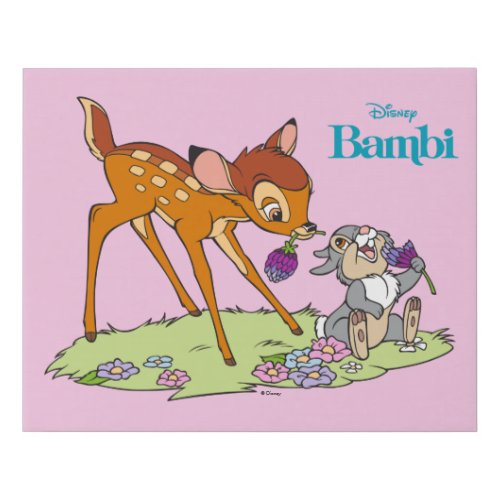 Bambi  Thumper Eating Clover Blossoms Faux Canvas Print