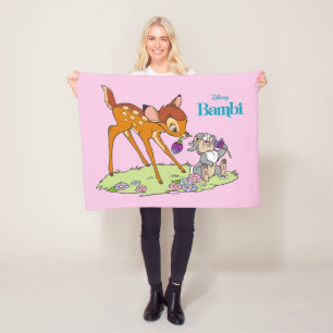 Bambi & Thumper Eating Clover Blossoms Fleece Blanket