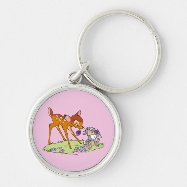 Bambi & Thumper Eating Clover Blossoms Keychain (Front)