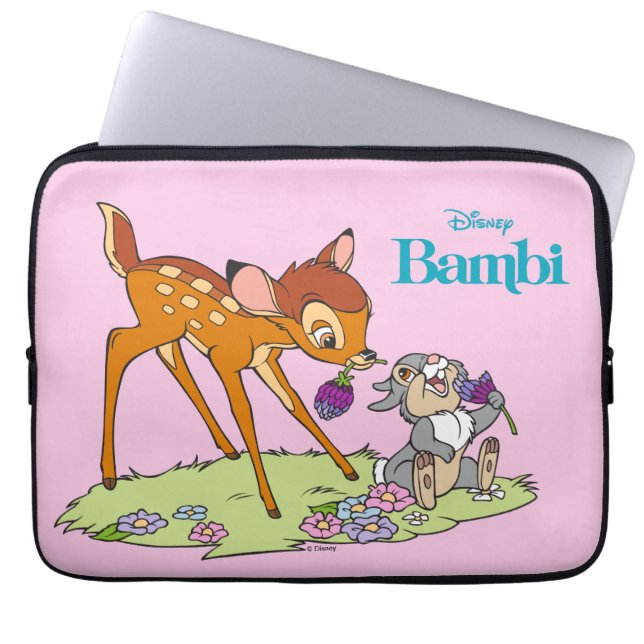 Bambi & Thumper Eating Clover Blossoms Laptop Sleeve (Front)