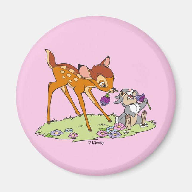 Bambi & Thumper Eating Clover Blossoms Magnet (Front)